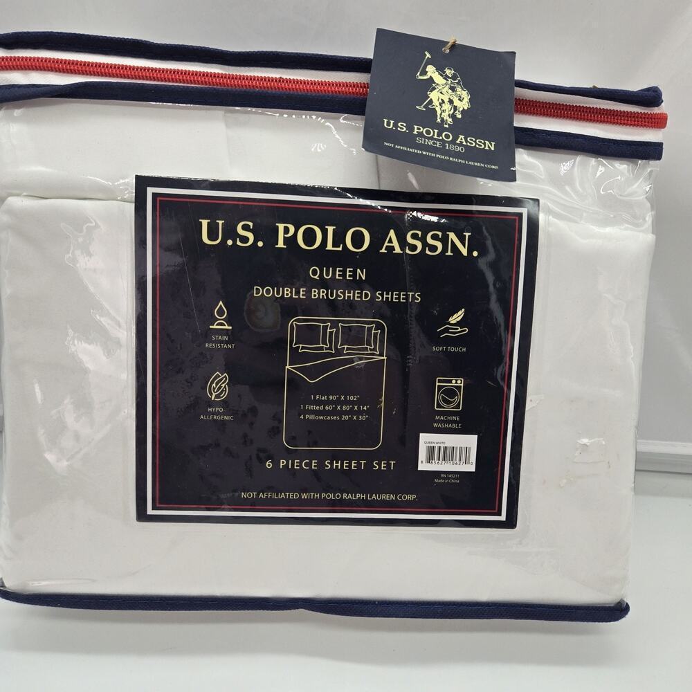 U.S. Polo Home NEW Queen Sheet 6 Pc Set Double Brushed SOFT Stain Resistant LUX - Picture 4 of 7